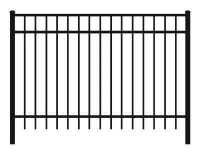 Ornamental aluminum fence with decorative circles and scrolls